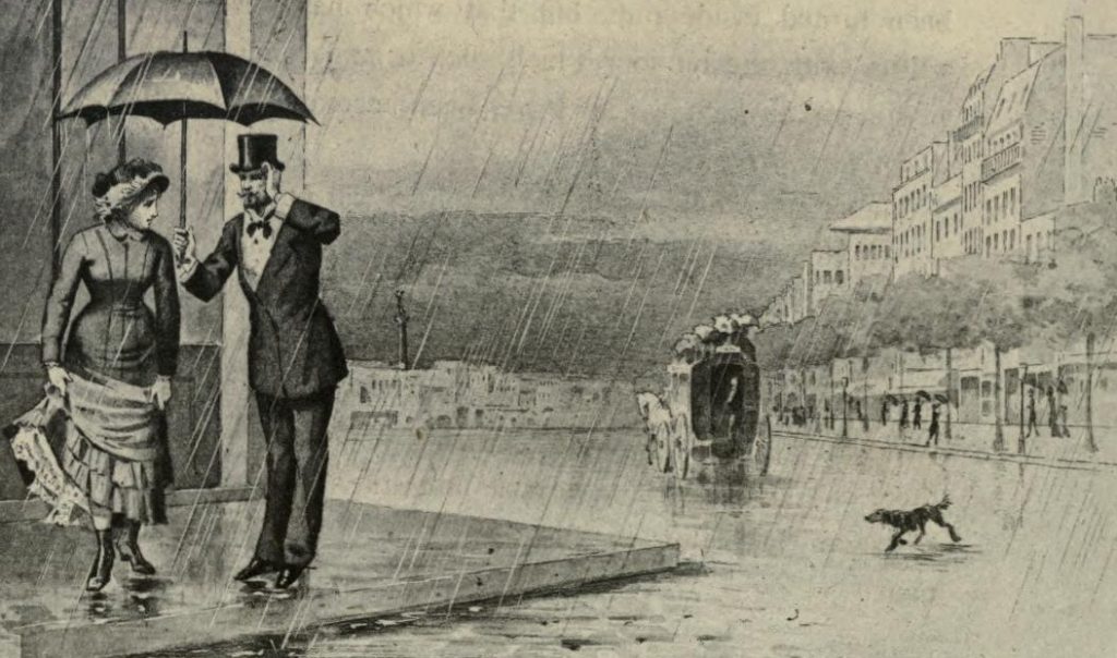 Umbrellas in the rain